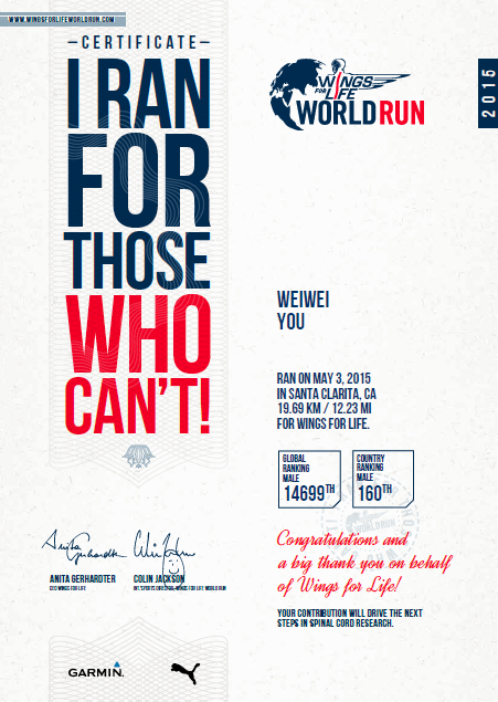 我的美国跑步日记（8）wings for life world run 和ragnar relay