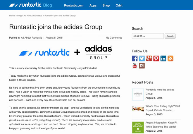 不扯淡新闻 | 收购了Runtastic就能拯救adidas吗？