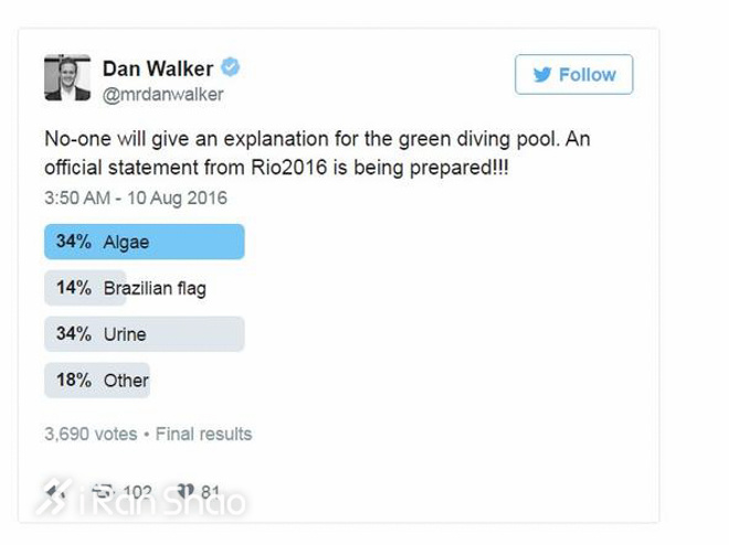 科普 | 要往里约泳池里放多少尿才能将它变绿？