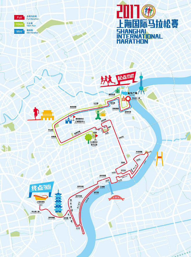 独家 | 路线大变告别半马 一张图看懂2017上海马拉松